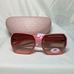 Juicy Couture Pink Hexagonal Sunglasses W/Case 63-15-144